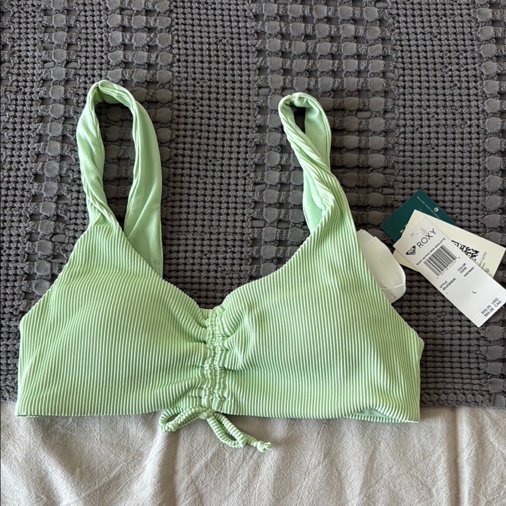 Roxy Light Green Ribbed Bikini Top